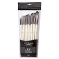 10 pearl white nylon oil painting brushes with wooden handles in PVC bag