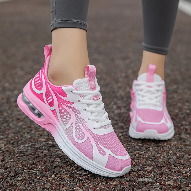 Women's mesh casual sneakers in pink colour with PU sole