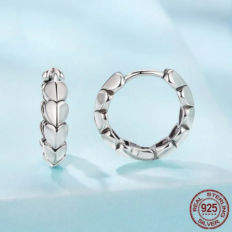 S925 sterling silver loving heart splicing ear clip for women – polished clip-on earrings