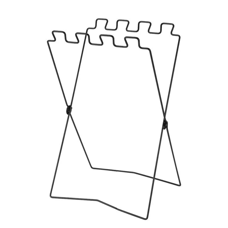 Silver folding garbage bag bracket with adjustable stainless steel frame for camping use