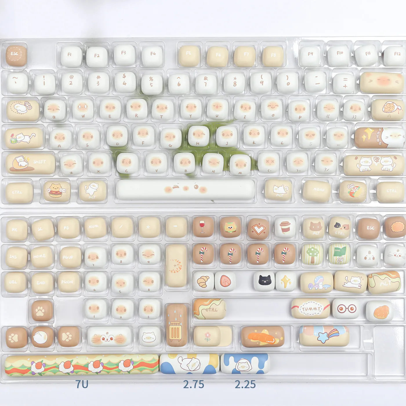 26-piece PBT key cap set with steamed bread design for mechanical keyboards, showing march past colour scheme