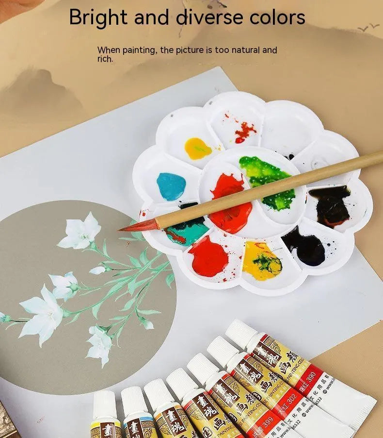 18-colour Chinese painting pigment set, 12ml capacity, for children and beginners