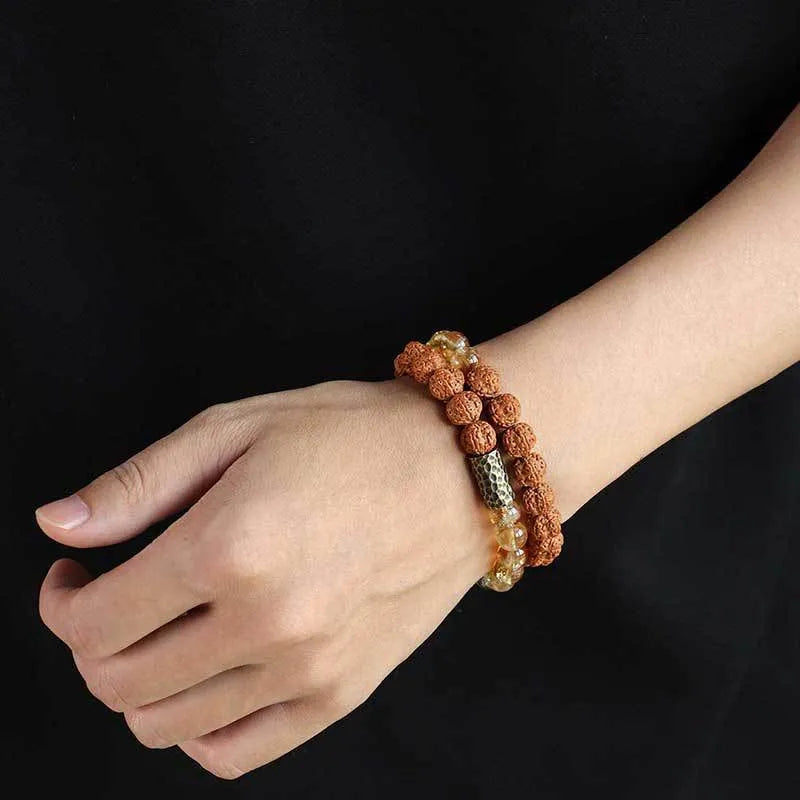 Bodhi yellow tower crystal double ring bracelet retro unisex jewellery