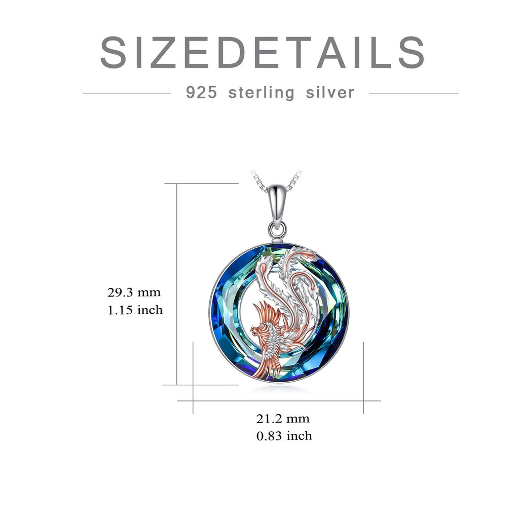 Nirvana Phoenix necklace in sterling silver with crystal pendant and box chain