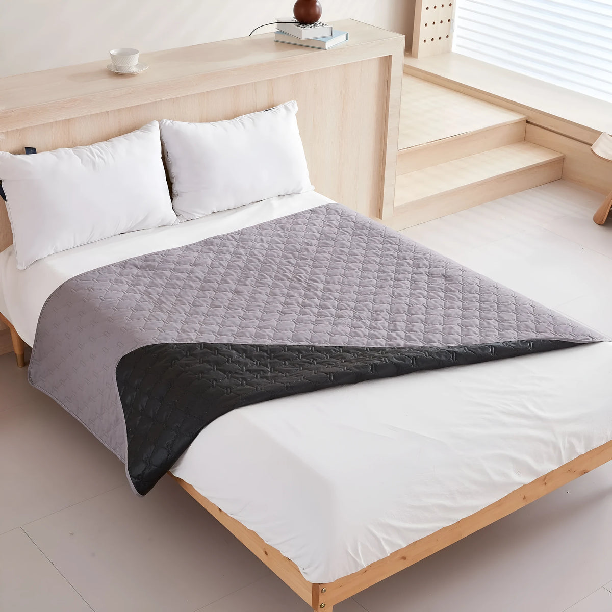 Waterproof non-slip pet mattress in dark grey, light grey, khaki, or brown, cloth material, sizes from 100x127 to 200x305