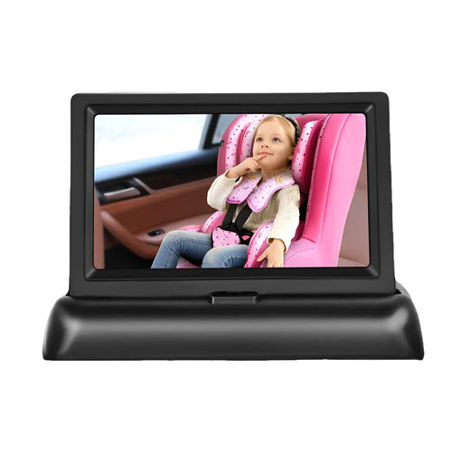 4.3 inch folding screen car baby monitor with rear view camera and cigarette lighter power cord