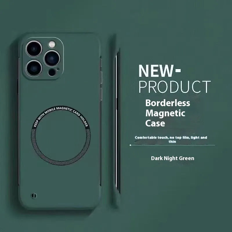 Acrylic magnetic suction frameless phone case for iPhone 14 13 12 11 series, milk white colour