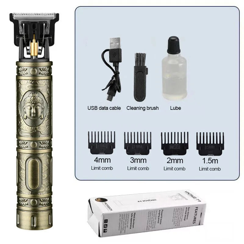 Rechargeable quiet electric hair clipper with washable blade and USB charging in black