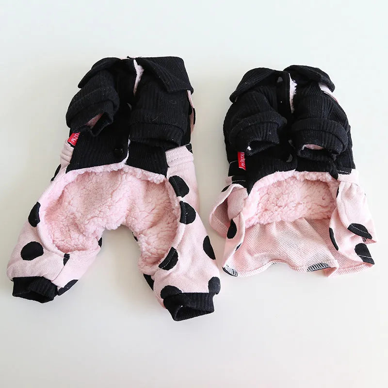 Pet couple clothing set with lapel shoulder strap design in casual cloth fabric