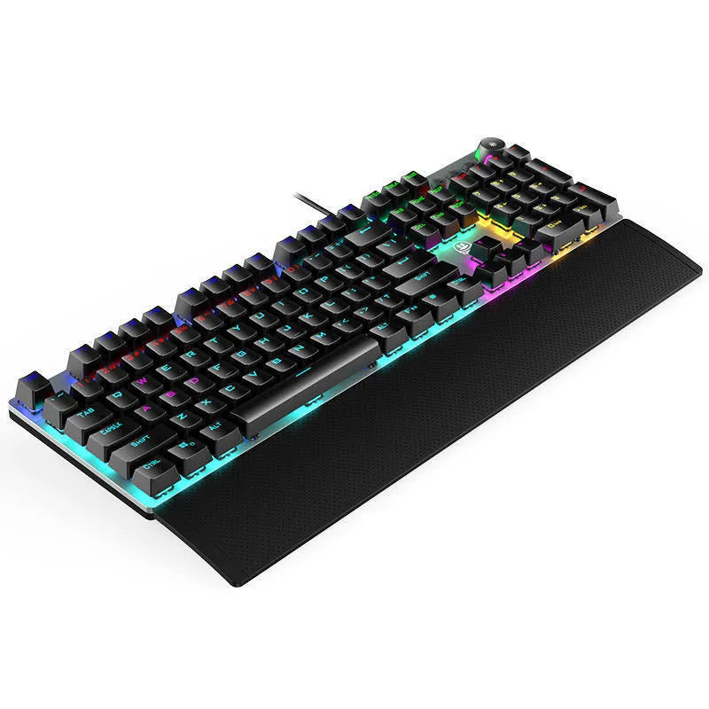 Rainforest Tarantula 95-key wired USB mechanical film gaming keyboard in magic colour, shown with or without hand rest