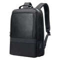 Men's commuter nylon backpack in black with stitched design and 20-35 litre capacity