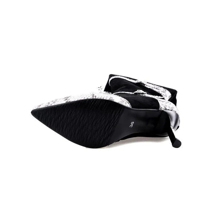Women's knee-high high-heel boots in black or grey with a 9cm heel and velvet lining.