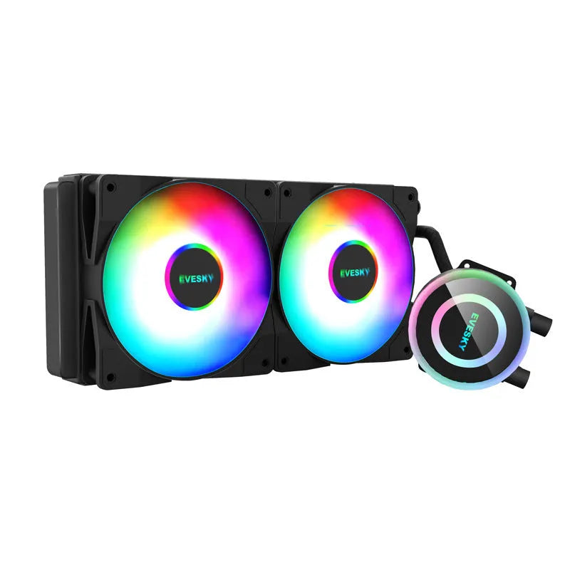 Aluminium CPU liquid cooling radiator with 120mm RGB fan mounted on top