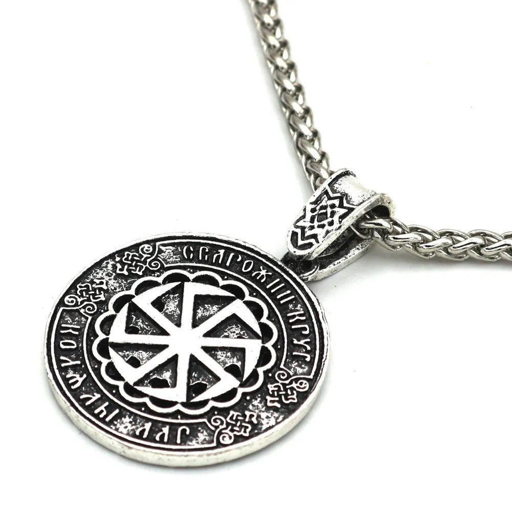 Lunavin ODing logo pendant necklace with adjustable leather rope or chain in antique silver or bronze finish