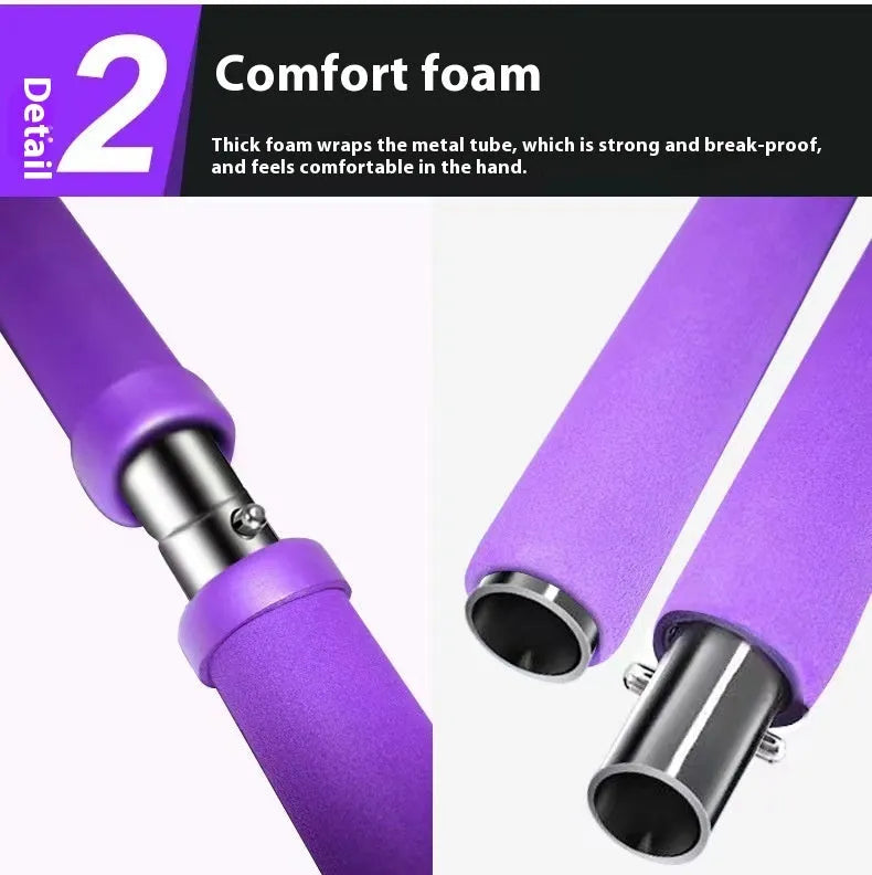 Close-up of a purple adjustable fitness pulling rope for hip training and glute exercises.