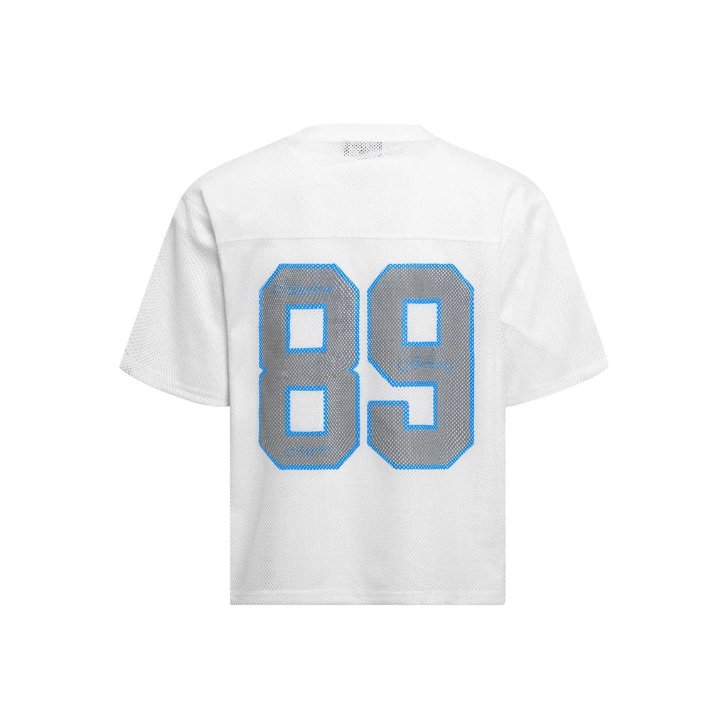 Men's black and white loose-fitting casual t-shirt with alphanumeric printing