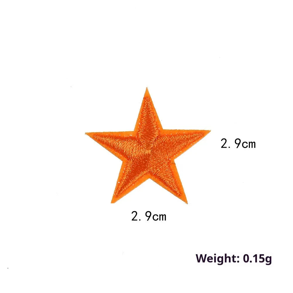 Colourful five-pointed star embroidery labels cloth stickers for clothing decoration