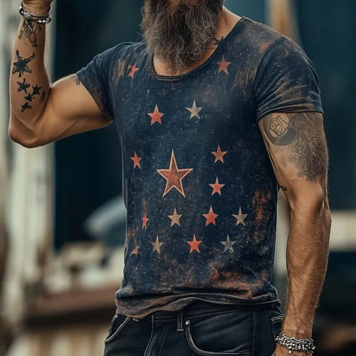 Loose fit short sleeve t-shirt with a raised 3D pattern, shown in a retro style, available in multiple colours.