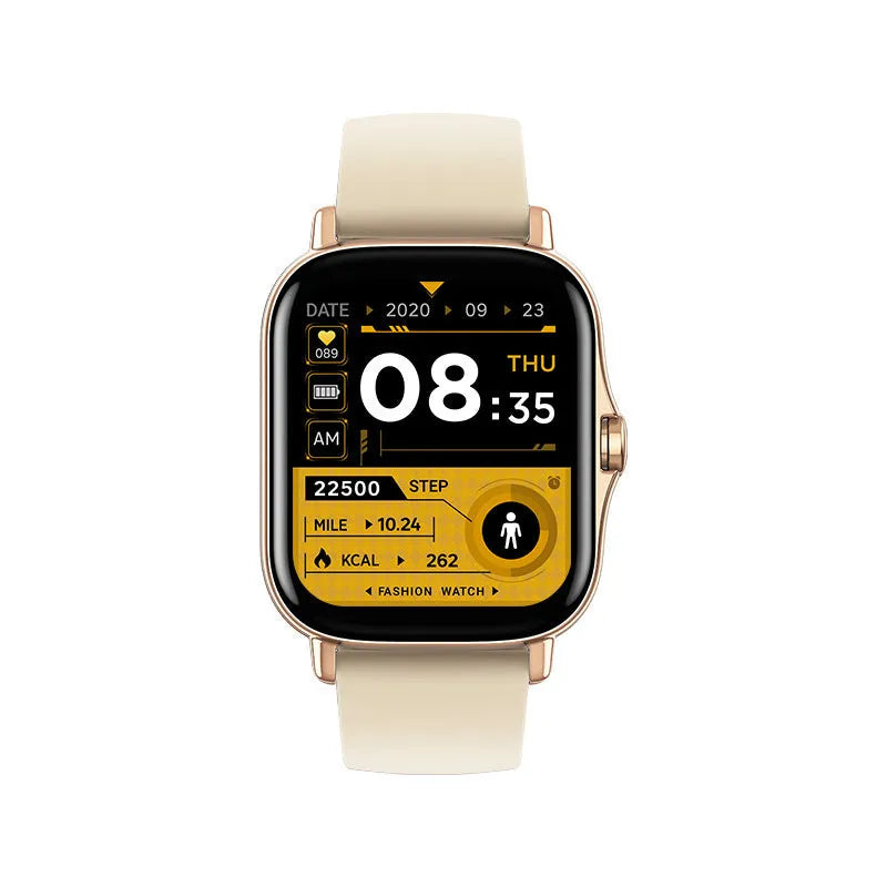 GT20 black smart watch with alloy case and silicone strap on a wrist