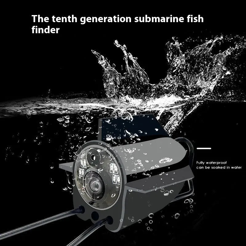 Underwater fish finder camera with 4.3-inch display screen and separate camera unit on a long cable.