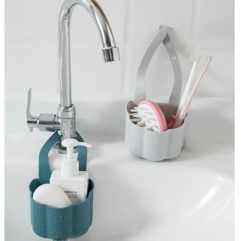 Nordic style plastic sink drain basket in dark blue with removable basket section