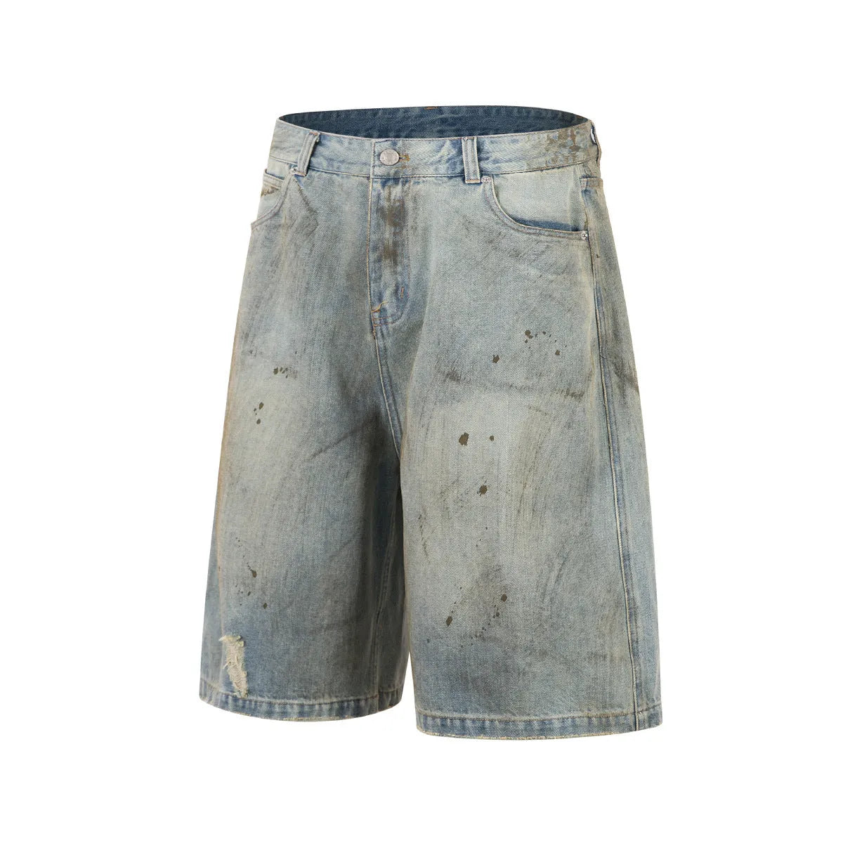 Pu Shuai blue cropped denim jeans with straight leg and fifth pants length, street fashion style