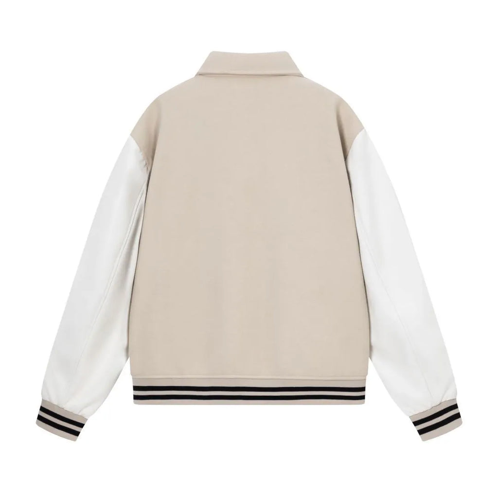 Women's cotton woolen jacket with bone embroidery in apricot colour