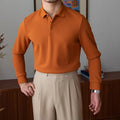 Slim-fit long-sleeved men's shirt with lapel in cotton nylon spandex blend, available in multiple colours