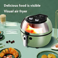 8-litre mechanical button air fryer oven with transparent lid on a kitchen countertop.