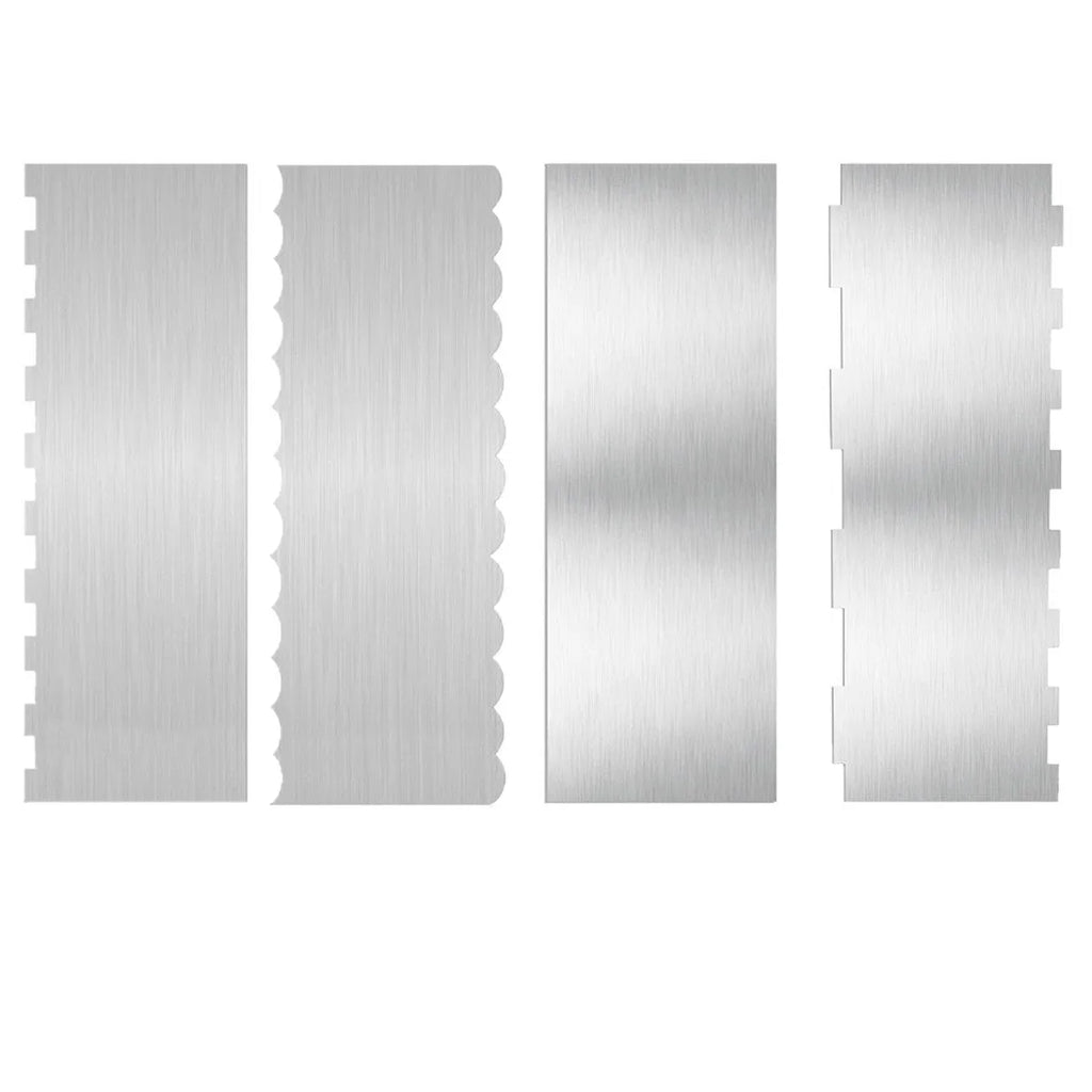 Stainless steel cake scraper with polygon pattern edges for cake decorating