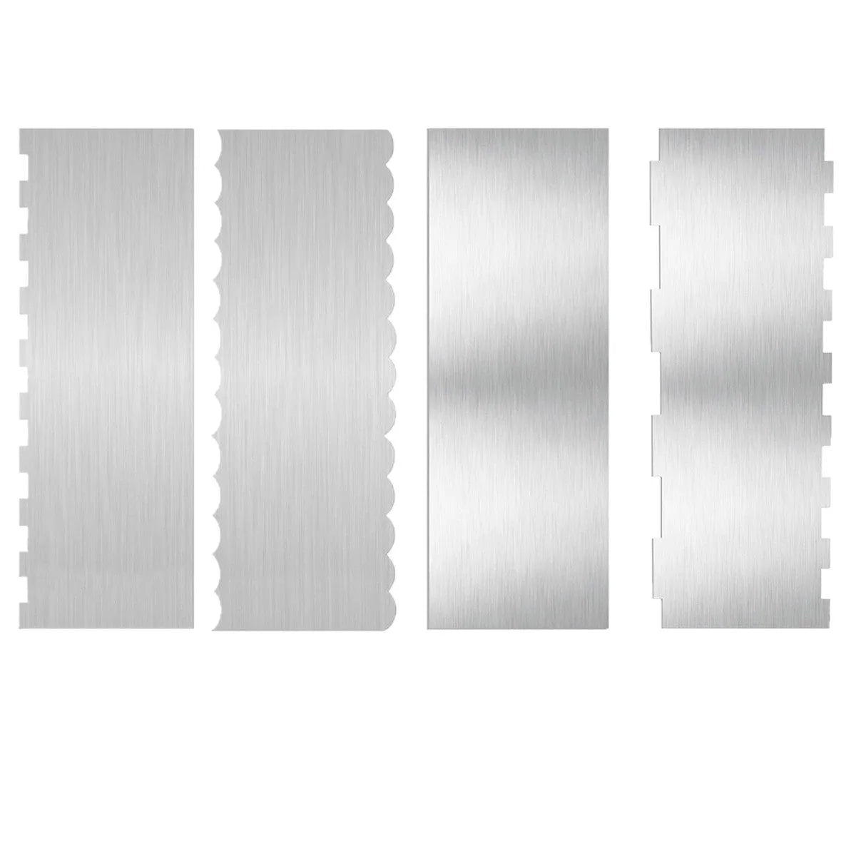 Stainless steel cake scraper with polygon pattern edges for cake decorating