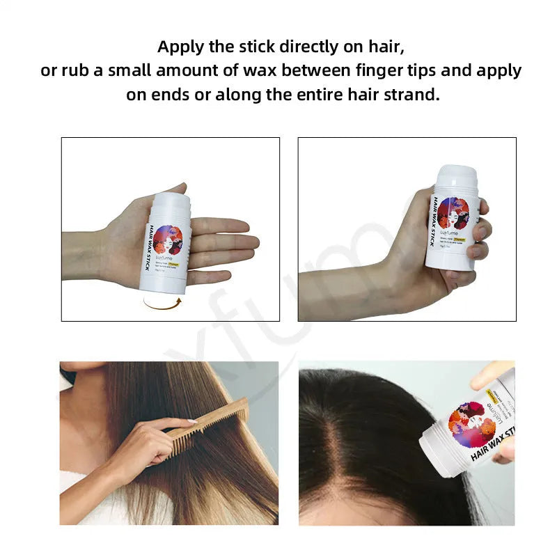 Solid hair wax stick for frizz control available in coconut and pineapple flavours