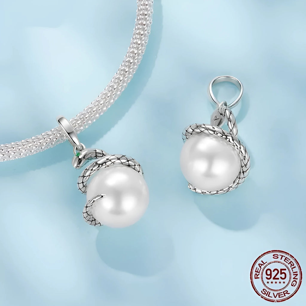 Original S925 silver snake running pendant retro style 925 sterling silver charm 2.4x1.2cm with 0.45cm aperture