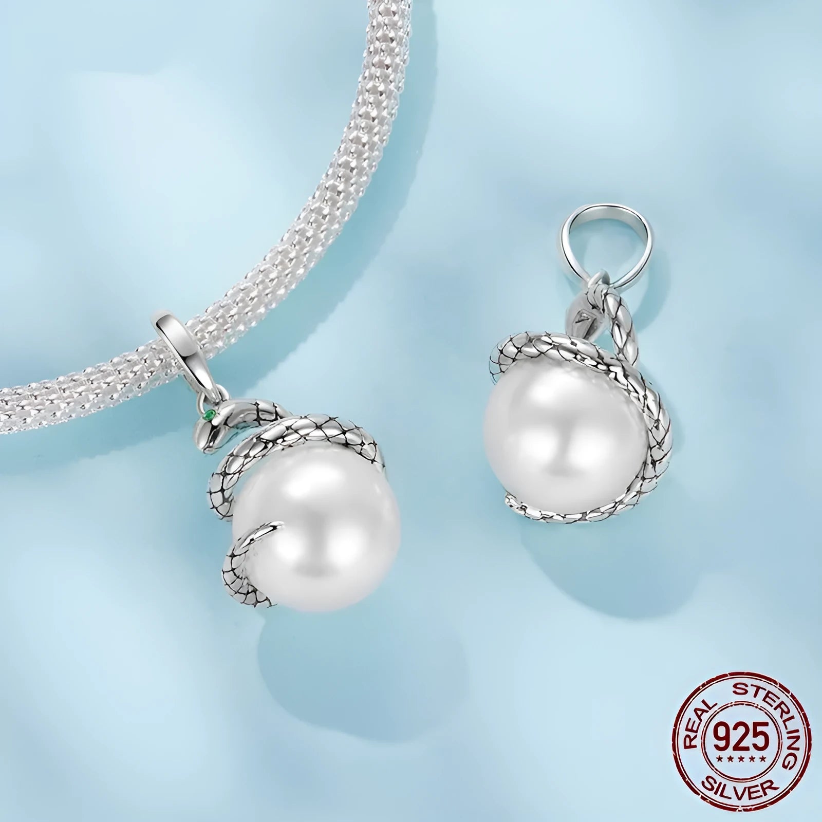 Original S925 silver snake running pendant retro style 925 sterling silver charm 2.4x1.2cm with 0.45cm aperture