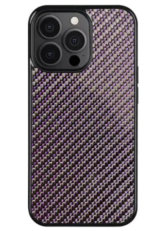 Carbon fibre 3K twill phone case in blue with TPU bumper for iPhone