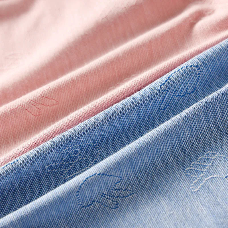 Women's low waist modal briefs with jacquard ice silk texture in dark grey, green, sky blue, pink, or colourful blue.