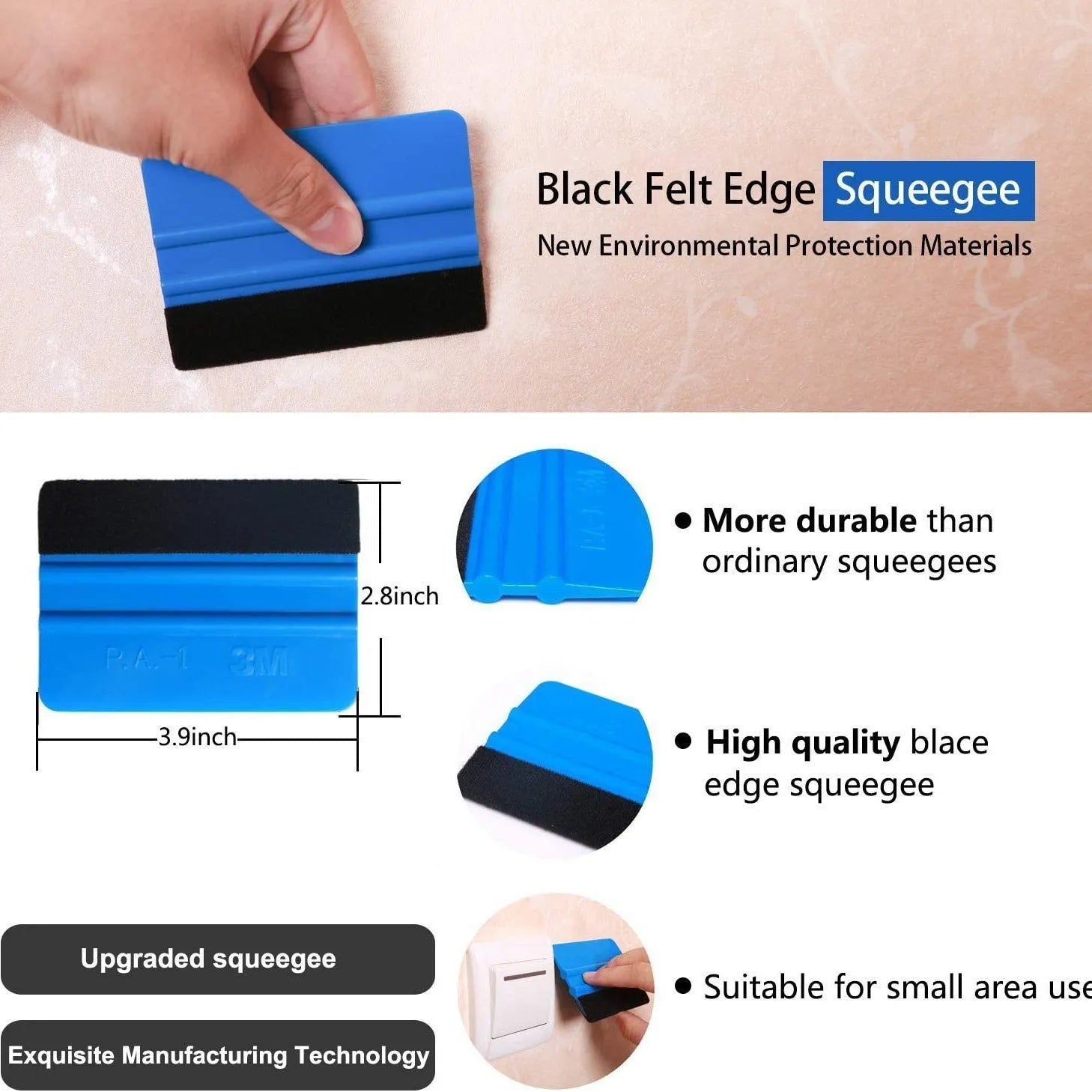 10-piece plastic car film smoothing tool set with squeegee and Teflon blade