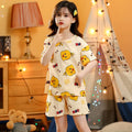Cotton children's summer short-sleeved homewear set with cartoon strawberry pattern for kids