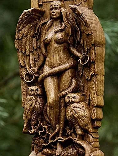 Detailed resin statue of a Greek goddess, 22cm tall, for garden or altar display.