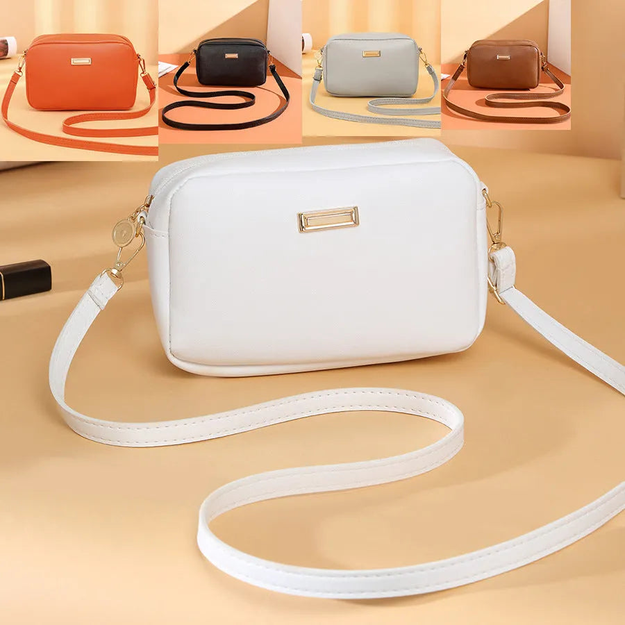 Women's PU leather shoulder bag with three-dimensional pocket in horizontal square shape