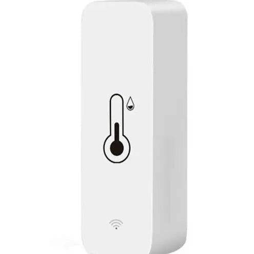 Compact white WiFi and Zigbee temperature and humidity sensor for smart home monitoring
