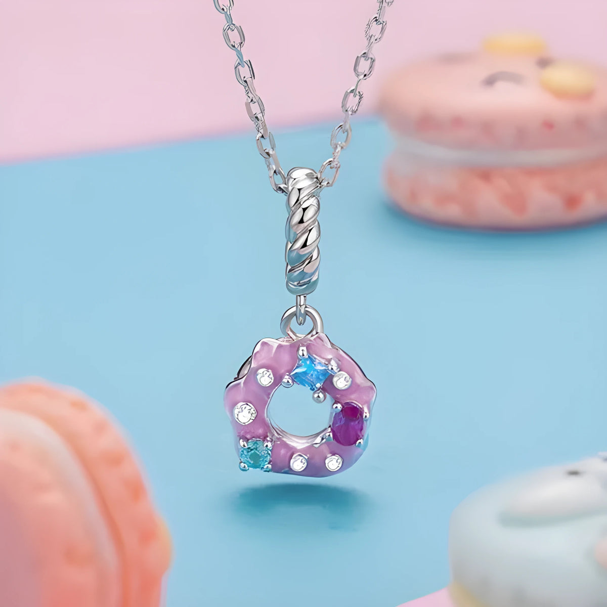 925 silver donut pendant bead with glossy dripping oil finish, 2.1x1.0cm size, aperture 0.45cm
