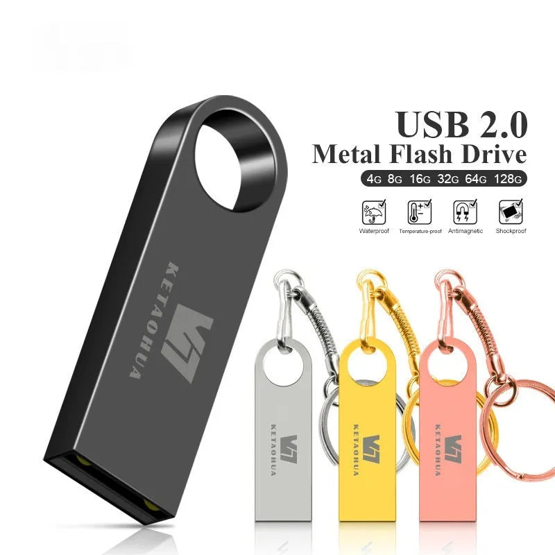 Metal USB car flash drive in black colour showing compact design with USB 2.0 connector