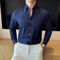 Men's slim fit long-sleeved denim shirt in solid colour options