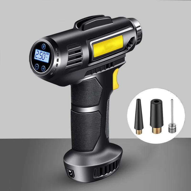 Wireless electric tyre pump with digital display and lithium battery
