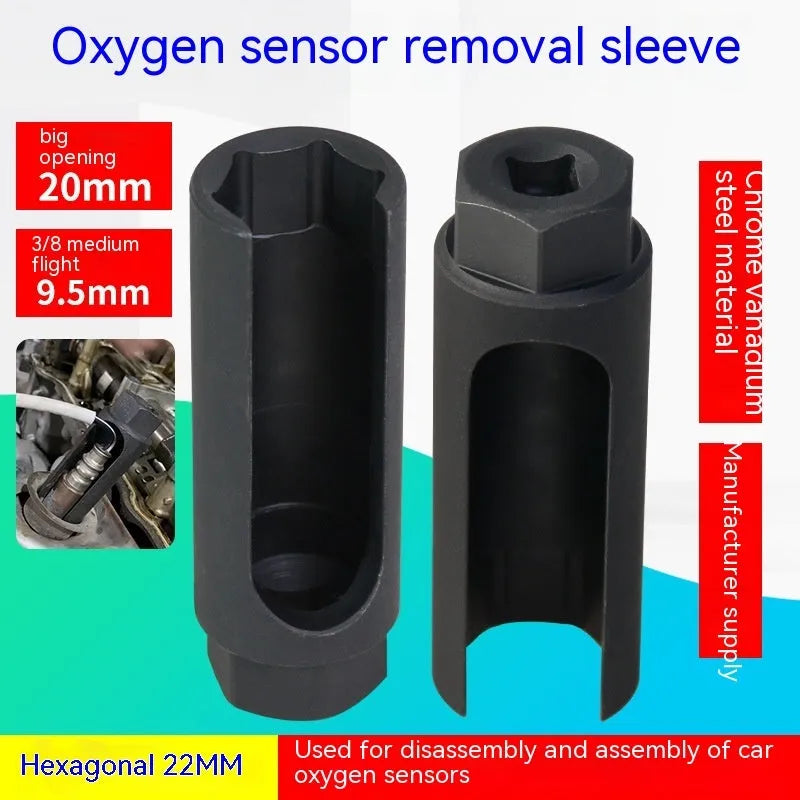Black Japanese style oxygen sensor sleeve for 22mm automotive sensors in chromium vanadium steel
