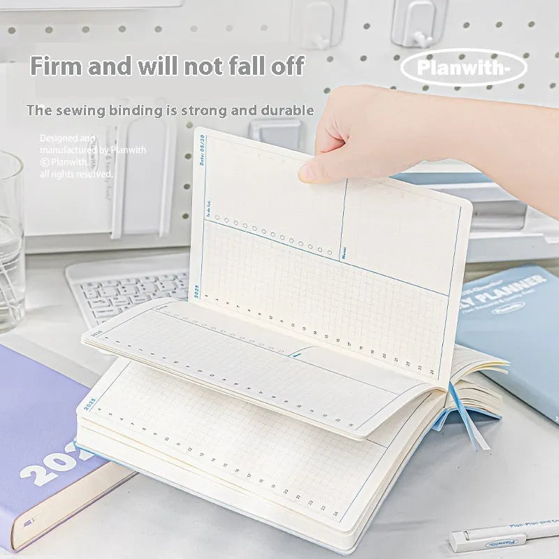 Waterproof notebook with PU cover in mint green colour showing Japan South Korea cute style design