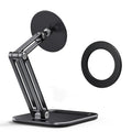 Magnetic suction tablet stand, foldable adjustable alloy desktop holder, 15.3x28.5cm, black or white