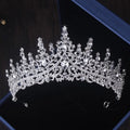 Silver crystal drop bridal set with natural zircon and silver-tone crown and jewellery pieces