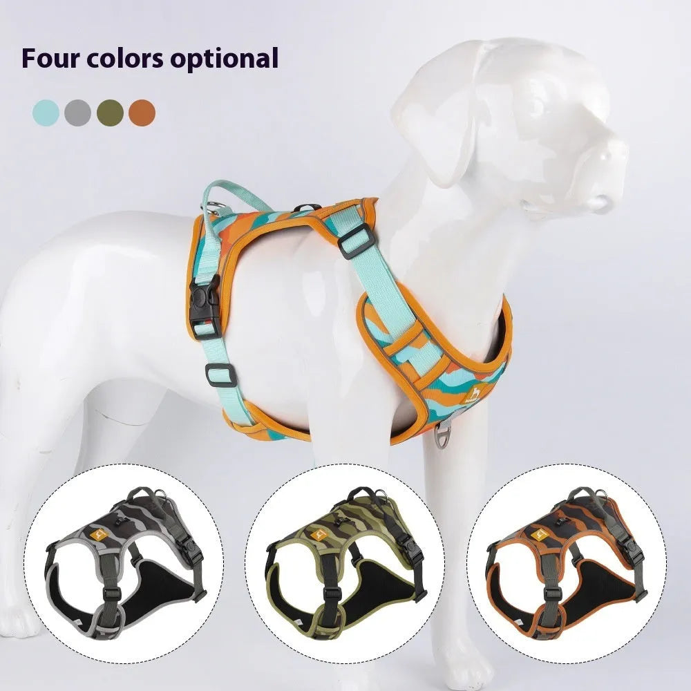 Reflective orange Oxford cloth dog leash with hand grip in size M.
